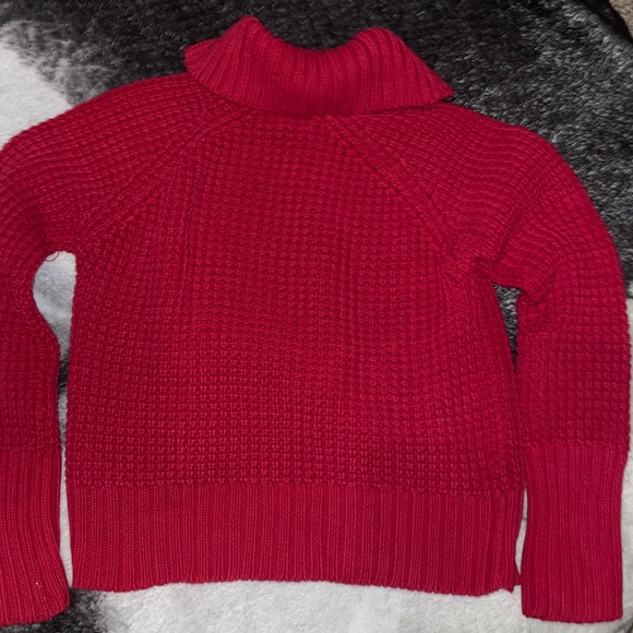 Small Vintage Route 66 Red zip up fold over collar sweater braided cable knot - Picture 7 of 8